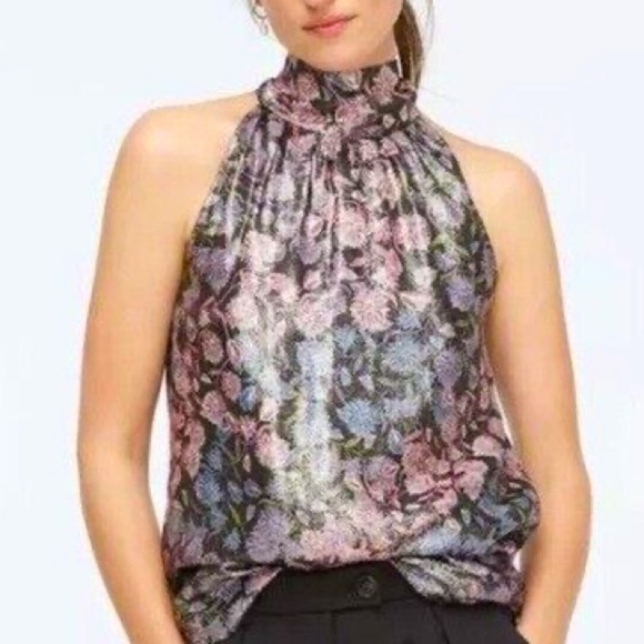 J. Crew Metallic floral jacquard Halter ❤️ - Picture 1 of 7